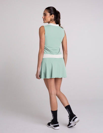Vestido con pliegues pequeños Beige/Pistacho
